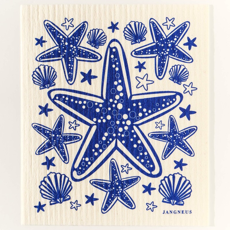 SeaKisses - Pack of 3 Swedish Dishcloths - Starfish, Coral,