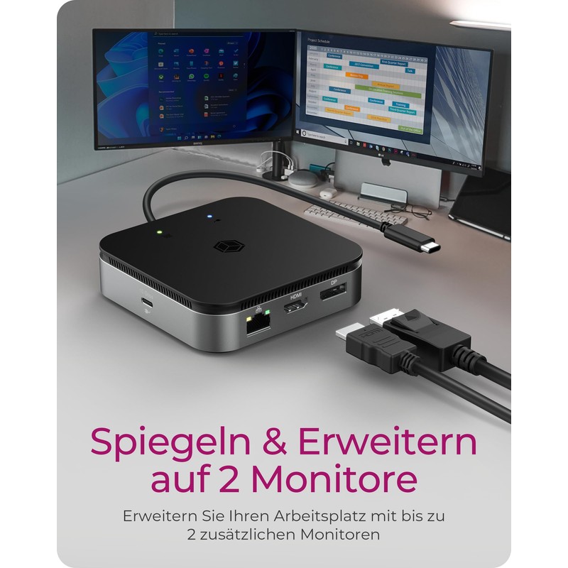 ICY BOX USB4 Docking Station (7-in-1) für 2 Monitore (1x