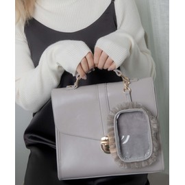 WEGO Women's 2-Way Letter Flap Ita Bag Shoulder Fan Activity Goods Events Live Otaku Activities Clear Bag Deco Bag Going Out Daily Use Korean Spring Summer Autumn Winter, gray, F