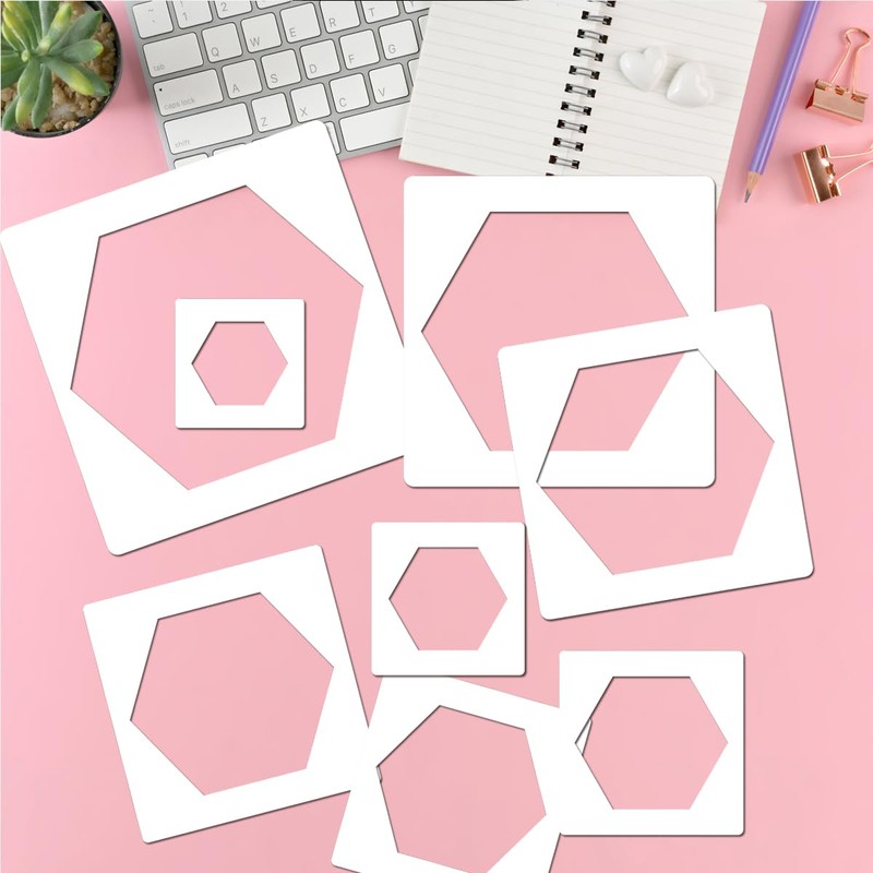 8 Pieces Hexagon Simple Large Wall Stencil for Painting -