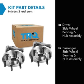 TRQ 2 Piece Front Wheel Bearing & Hub Assembly Set Compatible with 1990-1996 Dodge Dakota 1992-2017 Viper 2013-2014 SRT