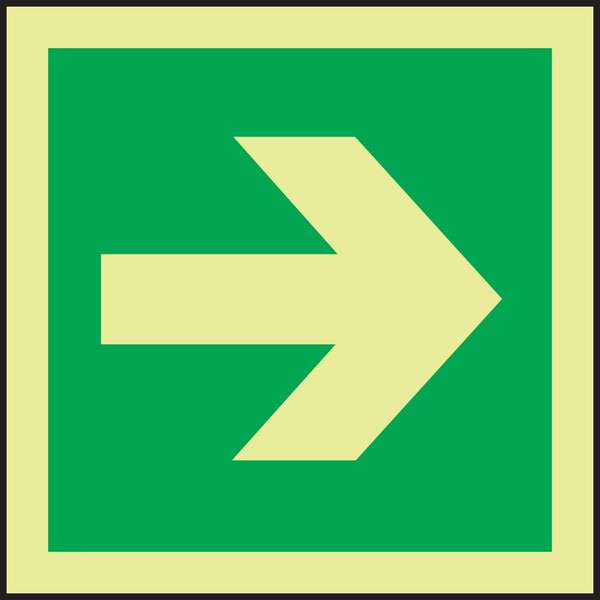 Accuform MLMR142GE Lumi-Glow Flex Adhesive IMO Sign, Legend "(Directional Arrow