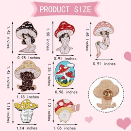 Ornaland 7 Pcs 7 Styles Mushroom Enamel Pin Set Cartoon Mushroom Label Brooches Accessory for Jackets Backpacks Badges Hats Bags, Light Gold