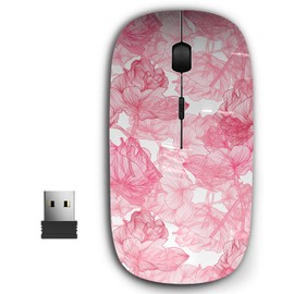 KAWAMOUSE 2.4G Ergonomic Portable USB Wireless Mouse for PC, Laptop, Computer, Notebook with Nano Receiver (Elegant Beautiful Pink)