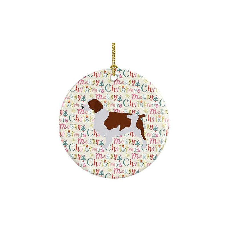 Caroline's Treasures WDK1847CO1 Welsh Springer Spaniel Merry Christmas Ceramic Ornament,