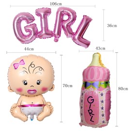 Babyparty Deko Mädchen,Baby Shower Deko Taufe Mädchen,Its A Girl Ballons Gender Reveal Party Welcome Home Baby Girl Dekoration,mit Baby Girl Ballon Banner Helium Folienballon (Rosa)