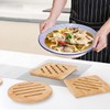Conisy Heat-resistant trivet, set of 4, bamboo, non-slip, washable coasters