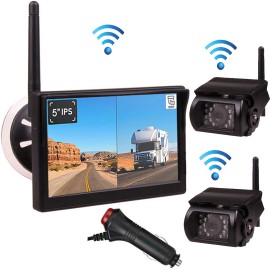 iposter 2x Digital Wireless Backup Camera 5" HD Monitor Kit for Truck Caravan Trailer RV