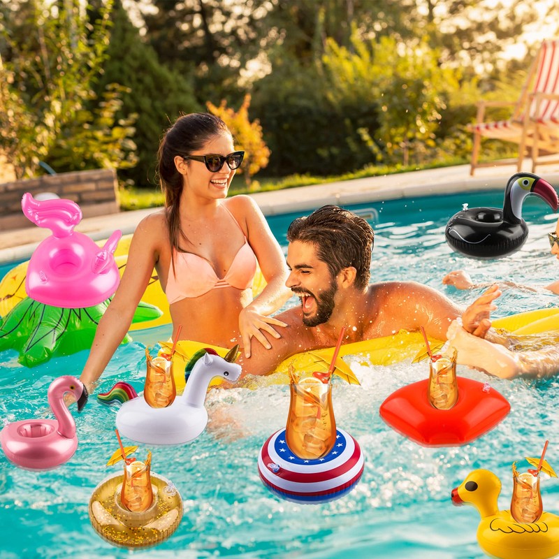 Sonarun 50 Pack Inflatable Drink Holders Float Toy Inflatable Pool