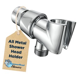 HammerHead Showers® Solid Metal Handheld Shower Head Holder - Chrome - Adjustable Shower Wand Holder with Wall Hook Bracket and Pivot Ball - Hand Held Shower Head Holder - Shower Hose Holder