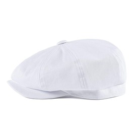 BOTVELA Men's 8 Piece Newsboy Flat Cap 100% Cotton Gatsby Ivy Golf Cabbie Hat (White, 7 5/8)