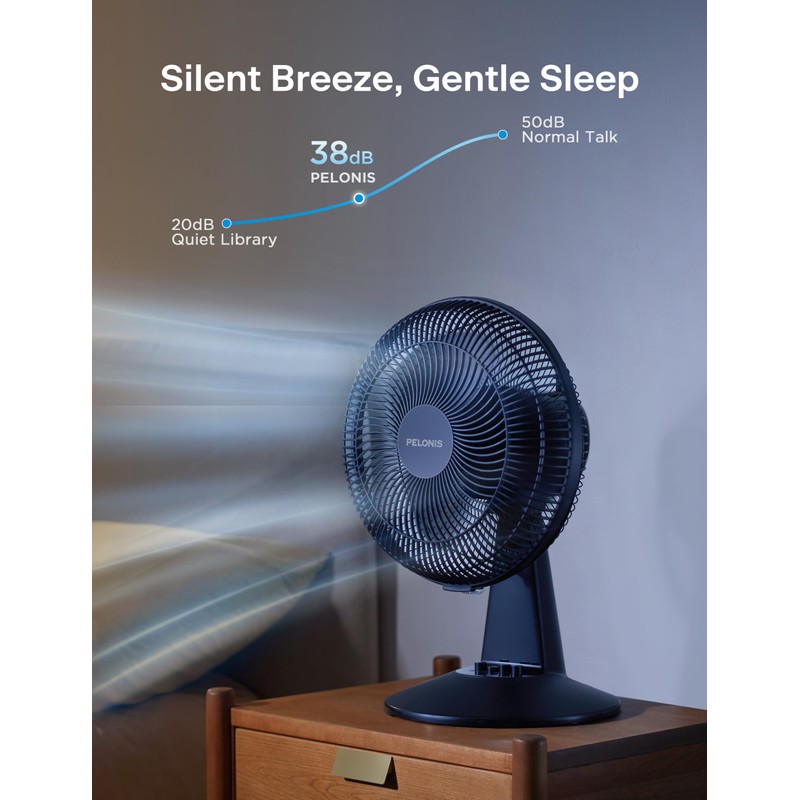 PELONIS Table Fan 12-Inch, 120° Oscillating Table Fan Small Portable