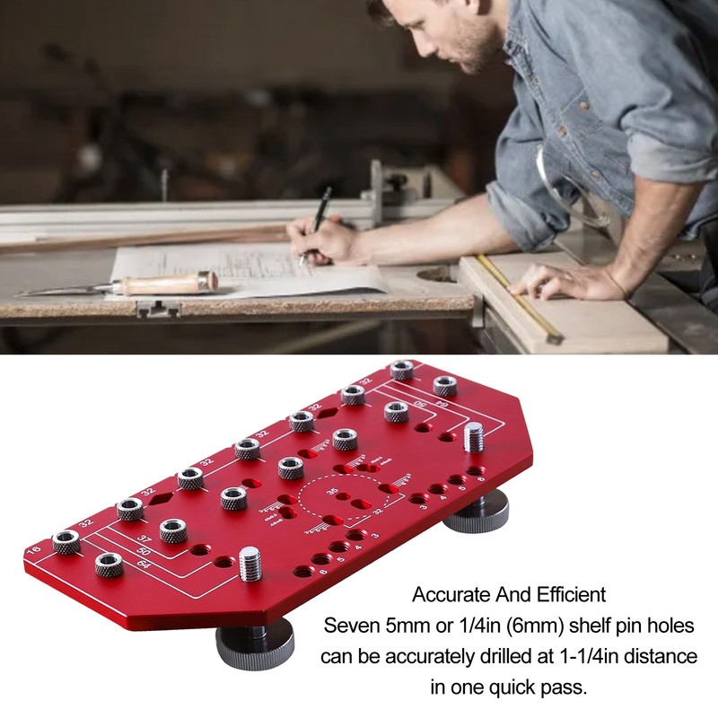 Shelf Pin Drilling Jig 2 in 1 35mm Aluminum Alloy