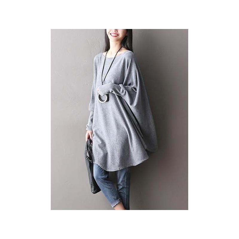 FTCayanz Women's Batwing Tunic Top Plus Size Blouse, gray