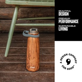 S'well Stainless Steel Traveler - 40 Fl Oz - Teakwood - Triple-Layered Vacuum-Insulated Containers Keeps Drinks Cold for 60 Hours and Hot for 20 - with No Condensation