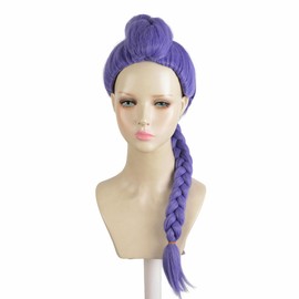 Aeilene Long Purple Braid Wig for Women, Purple Anime Braided Cosplay Synthetic Wig for Girls Party Movie Halloween Costume