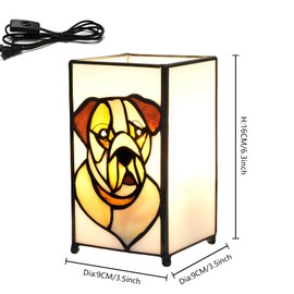 KIPHEPI Small Bedside Table Lamp-Nightstand Lamp 3 Way Dimmable,Stained Glass Lamp for Bedroom, Living Room, Cafe, Home Decor for Girls Women Birthday Christmas Thanksgiving Day,Dog