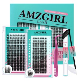 Diy Lash Extension Kit Lash Extensions Kits 168 Pcs EyeLash Clusters With Glue, Remover, Eyelash Clusters Tweezer For Beginner At Home Easy To Apply(BLU&FEA)