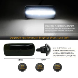D-Lumina 4Pcs LED Marker Lights for 2010-2017 Dodge Ram 2500 3500 Dual Bed Fender - Smoked Lens, White Front & Rear Marker Lamp, OEM Replacement