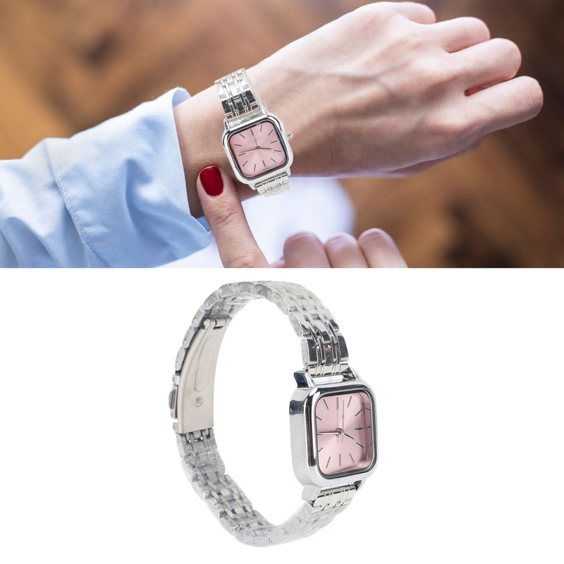 Women Quartz Watch Alloy Steel Strap Stylish Waterproof Ladies Square