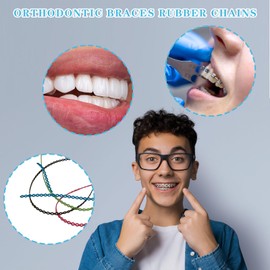 TTKBHHQ-10 Piece Orthodontic Elastic Chain, Orthodontic Bracket Rubber Chain for Support Brackets,15 feet of orthodontic elastic chain (Closed)