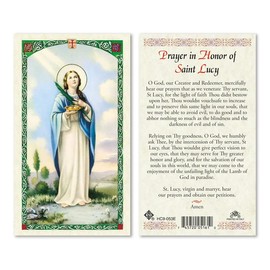 Prayer In Honor of Saint Lucy.Laminated 2-Sided Holy Card (3 Cards per Order)