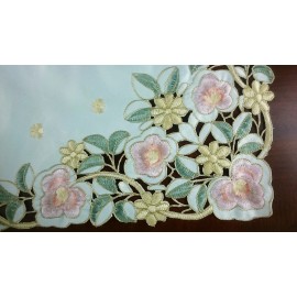 grantlinen Embroidered Rose Flower 33x33" Square Embroidery Tablecloth Night Stand Cover