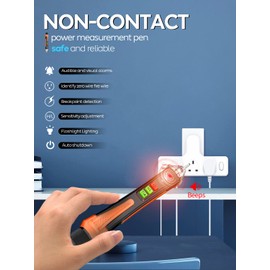 Aicevoos A1 Voltage Tester/Non-Contact Voltage Tester with Range AC 12V-1000V/48V-1000V, Live/Null Wire Tester, Electrical Tester with Flashlight, Buzzer Alarm, Wire Breakpoint Finder (Orange)