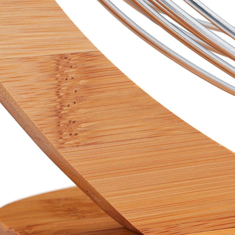 Relaxdays Fruit Hammock, Bamboo and Stainless Steel, Grid Design, Decorative