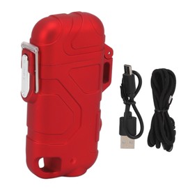 Double Arc Plasma Lighter Windproof Waterproof Flameless USB Electric Lighter with 3 Gear Adjustable Flashlight Red