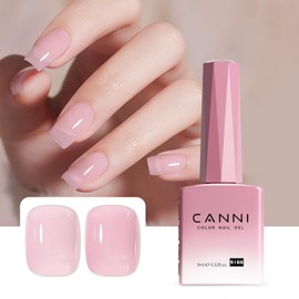 CANNI Jelly Nude Pink Gel Nail Polish, 1Pcs Milky Light Pink Gel Polish Sheer Clear Light Pink Gel Polish Translucent Color Nail Polish Gel Soak Off U V Gel Nail French Nail Manicure Salon DIY