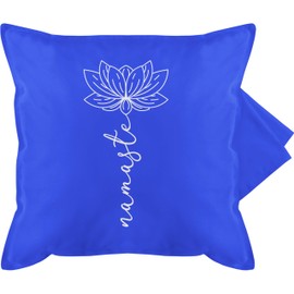 Cushion Cover – Decorative Cushion – Namaste Lotus Blossom Yoga Chakra – 50 x 50 cm – Light Blue – Yoga Cushion Cover Lotus Flowers Mandala Namastee Spiritual Lotus Flower Lotus Flowers Fans with