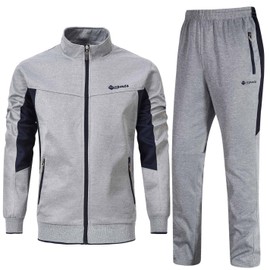 TBMPOY Men's Jersey Top and Bottom Sportswear Set, Sweatshirt, Running Wear, Sweat Absorbent, Quick Drying, Activewear, Jogging, Walking, Climbing, Walking, Hiking, Top and Bottom Set, gray
