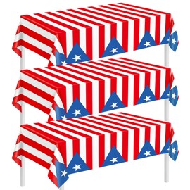 Chumia 3 Pack Puerto Rico Party Tablecloth Decorations Puerto Rico Themed Tablecloths for 12th of June National Day Country Decoration Kitchen Dining Room Home Dinner