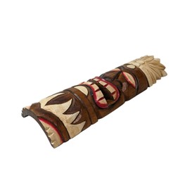 Artificial Tiki Mask 50 cm Wooden Feather Decoration Tribal Polynesia