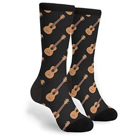 YISHOW Music Ukulele Men's Women's Crew Socks Funny Crazy Novelty Socks Gift, Black