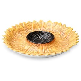 Godinger Porcelain Chips n Dip Bowl, Snack Plate, Chips n Dip Plate, Party Plate, Sunflower Plate 12X12, Outdoor Plate