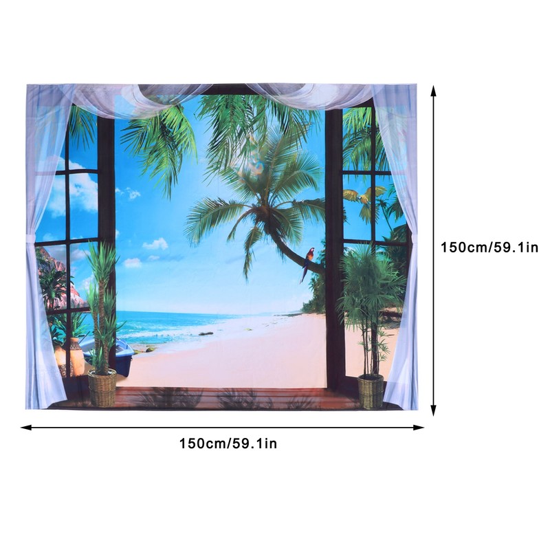 Window Beach Landscape Pattern Tapestry Wall Hanging for Living Room
