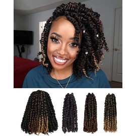 10 Inches 9 Packs Passion Twist Crochet Hair-Mixed Color Combo Pack(7 packs 1B+1 pack T1B/27+1 pack T1B/30),Pre-twisted Pre Looped Super Soft & Bouncy Synthetic Braided Hair Extensions For Black Women and Kids(10"-9 Packs,1B+T27+T30)