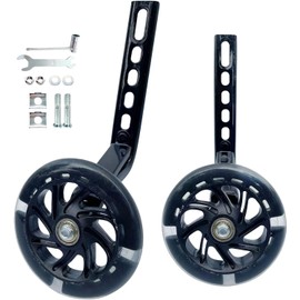 Kids Gift Wheels for Kids Bike,Flash Mute Big Wheel Compatible for 12 14 16 18 20 inch Single Speed Bicycle Flash Training Wheels(Black)