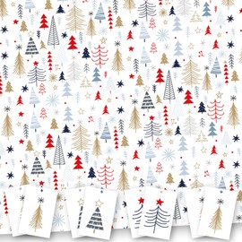 Christmas Wrapping Paper. 8 XL Sheets (50 x 70cm). Christmas Tree design. Gift Wrap pack with matching Tags. Cutting grid on reverse. Printed in UK. By Absolutely Yours.