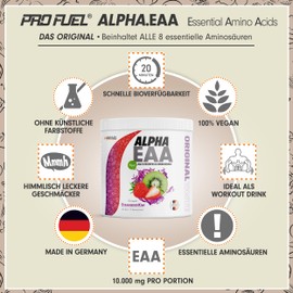 ProFuel Alpha EAA Pulver 2x462g ERDBEERE-KIWI - unglaublich leckeres EAA Drink Pulver, alle 8 essentiellen Aminos?uren, vegan EAAs Aminos?uren/Amino Workout Drink, optimale Wertigkeit, Made in Germany