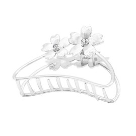 Suoirblss Vintage Metal Claw Hair Clip Women Fashion Retro Hair Catch Barrette Hair UpdoClaw Clip Jaw Clips for Thick Hair (Flower-Silver)