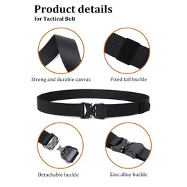 ZYWQ Nylon Belts for Men, Military Hiking Rigger 1.5" Work Belt with Heavy Duty Quick Release Buckle - Black