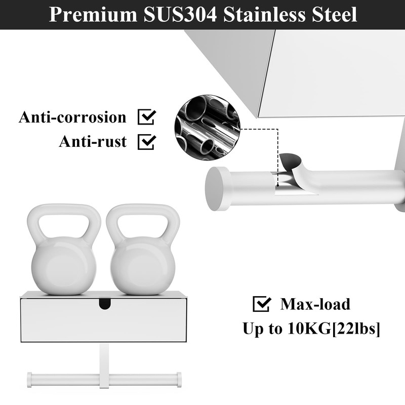 Tindbea Toilet Paper Holder with Storage - Stainless Steel Wall