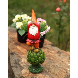 Topadorn Vegetable Garden Gnome Statue Decoration Statuary,Green Plant