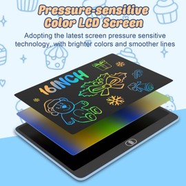 Electight 16 Inch Light Up LCD Writing Tablet, Colorful Doodle Scribbler Pad with Lock & Delete Function, Writing Board for Kids Age 2-9 Year Old Girls Boys, Learning Gift & Educational Toys - Blue