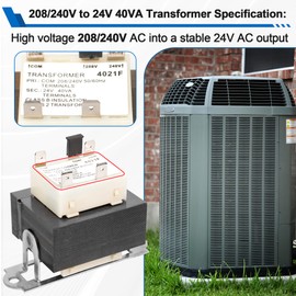 0130M00138S 24V Transformer for Goodman Amana Furnace/HVAC, 240V to 24V Transformer Replacement Compatible with Heater HVAC Furnace Transformer 40VA, 208/240 Volt to 24 Volt Furnace Replacement Part
