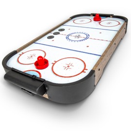 GoSports 30 Inch Table Top Air Hockey Game for Kids - Portable, Battery Operated Game Table - Oak or Black