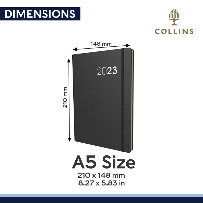 Collins Legacy A5 Week To View 2023 Diary - Black